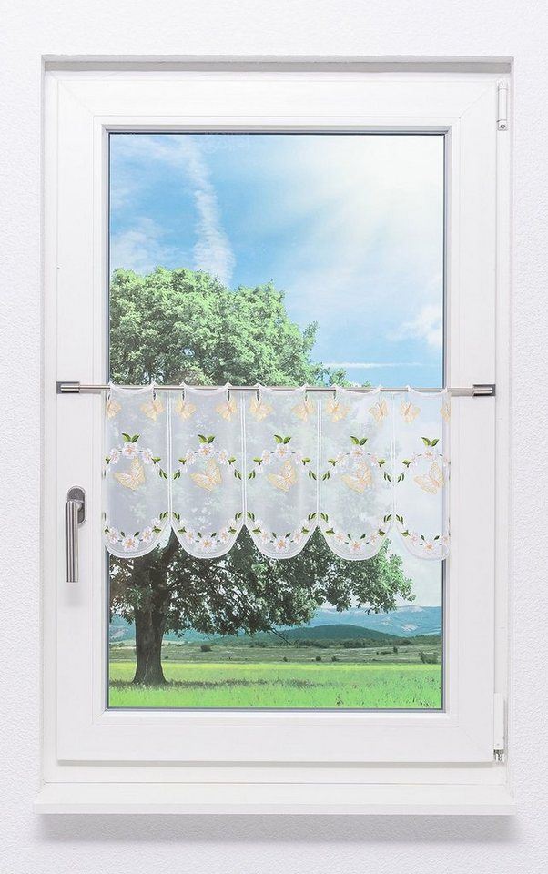 Scheibengardine Frühjahr, Plauener Spitze®, (1 St), transparent, HxB 30x48.9cm von Plauener Spitze®