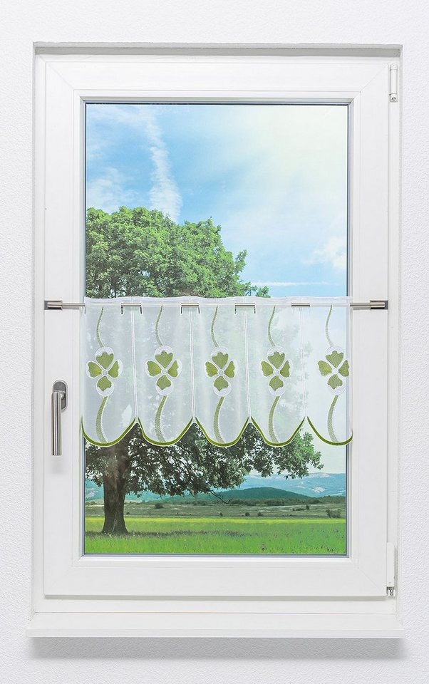 Plauener Spitze® Scheibengardine Kleeblatt (1 St), transparent, HxB 30x48.3cm von Plauener Spitze®
