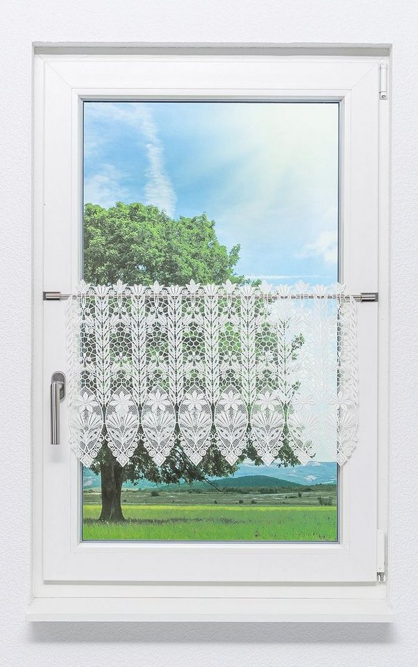 Plauener Spitze® Scheibengardine Blütenmedaillon (1 St), transparent, HxB 42x40cm von Plauener Spitze®