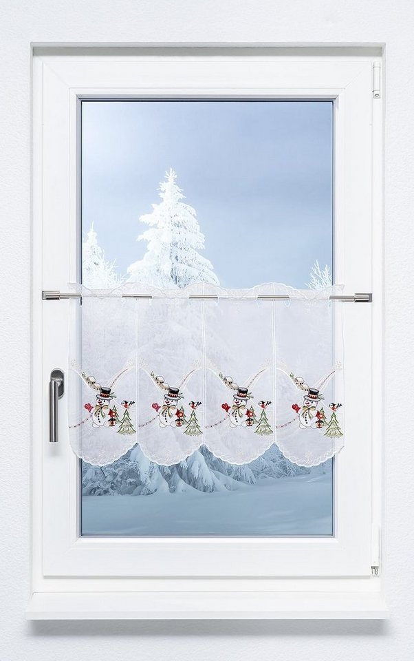 Scheibengardine Schneemann Weihnachtsz., Plauener Spitze®, (1 St), transparent, HxB 40x48.6cm von Plauener Spitze®