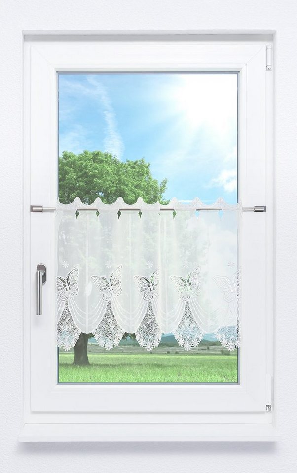 Plauener Spitze® Scheibengardine Tamar, (1 St), transparent, HxB 47x48cm von Plauener Spitze®