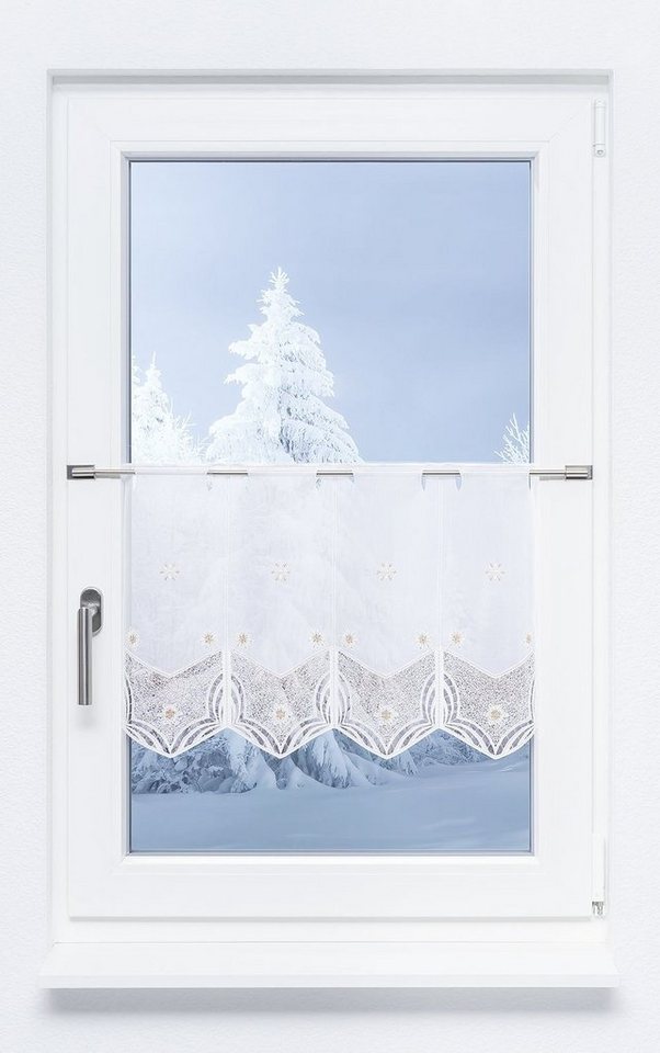 Scheibengardine Schneeblumen, Plauener Spitze®, (1 St), transparent, HxB 40x48cm von Plauener Spitze®