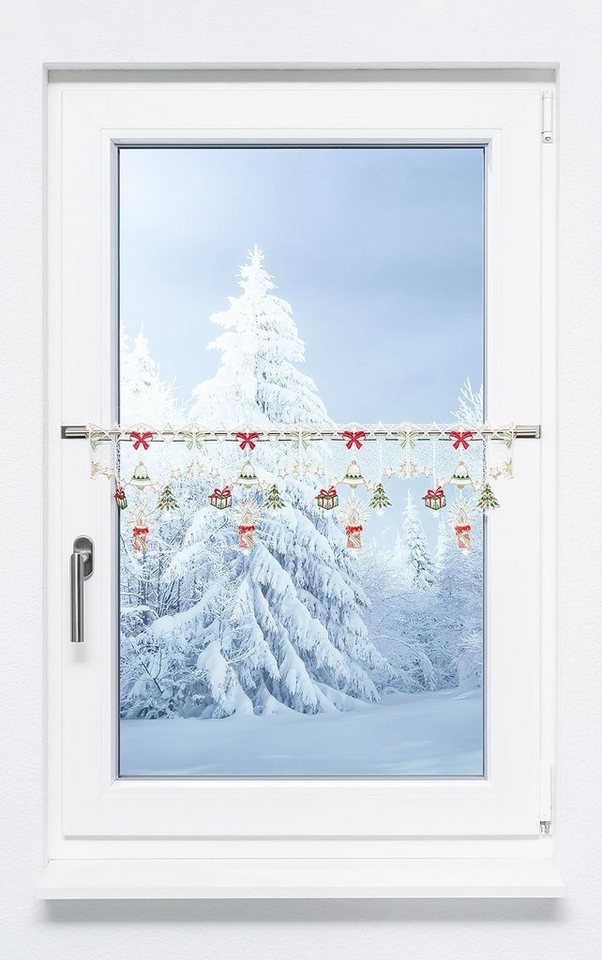 Scheibengardine Weihnachtsdeko, Plauener Spitze®, (1 St), transparent, HxB 20x48cm von Plauener Spitze®