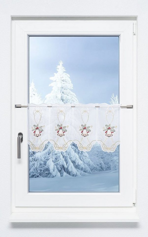 Scheibengardine Weihnachtsglocke, Plauener Spitze®, (1 St), transparent, HxB 30x49.5cm von Plauener Spitze®