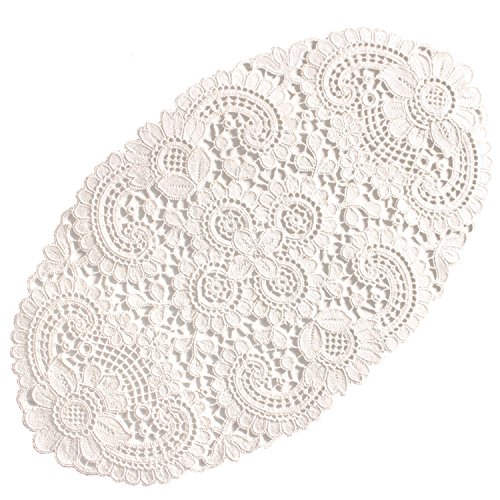 Plauener Spitze by Modespitze 10276_e_2545 Tischdecke Tosca, 25 x 45 cm oval, Creme von Plauener Spitze