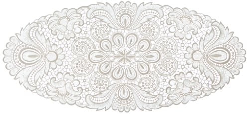 Plauener Spitze by Modespitze 67952 Design Plauen, Gre 30 x 60 cm oval, creme, Champagner von Plauener Spitze by Modespitze