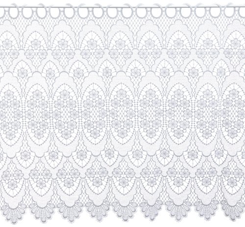 Plauener Spitze by Modespitze, Store Bistro Gardine Scheibengardine mit Stangendurchzug, hochwertige Stickerei, Höhe 60 cm, Breite 112 cm, Weiß von Plauener Spitze