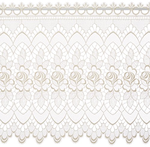 Plauener Spitze by Modespitze, Store Bistro Gardine Scheibengardine mit Stangendurchzug, hochwertige Stickerei, Höhe 60 cm, Breite 176 cm, Creme Plauener Spitze by Modespitze, Store Bistro Gardine Scheibengardine mit Stangendurchzug, hochwertige Stickerei, Höhe 60 cm, Breite 176 cm, Creme von Plauener Spitze