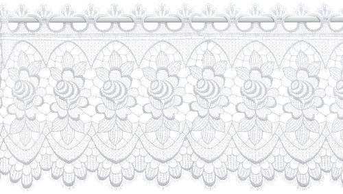 Plauener Spitze by Modespitze, Store Bistro Gardine Scheibengardine mit Stangendurchzug, hochwertige Stickerei, Höhe 32 cm, Breite 144 cm, Weiß von Plauener Spitze