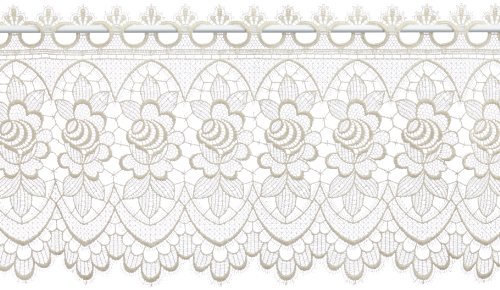 Plauener Spitze by Modespitze, Store Bistro Gardine Scheibengardine mit Stangendurchzug, hochwertige Stickerei, Höhe 32 cm, Breite 176 cm, Creme von Plauener Spitze
