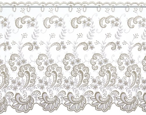 Plauener Spitze by Modespitze, Store Bistro Gardine Tüllgardine Florentiner mit Stangendurchzug, hochwertige Stickerei, Höhe 57 cm, Breite 148 cm, Creme Plauener Spitze by Modespitze, Store Bistro Gardine Tüllgardine Florentiner mit Stangendurchzug, hochwertige Stickerei, Höhe 57 cm, Breite 148 cm, Creme von Plauener Spitze