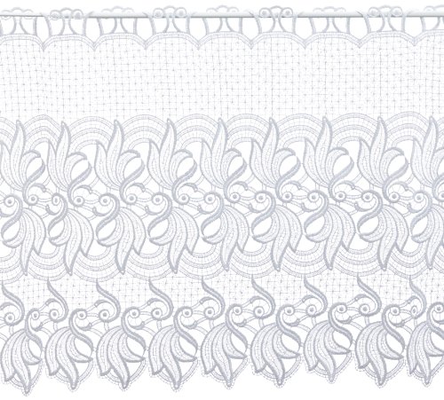 Plauener Spitze by Modespitze, Store Bistro Gardine Scheibengardine mit Stangendurchzug, hochwertige Stickerei, Höhe 60 cm, Breite 112 cm, Weiß von Modespitze