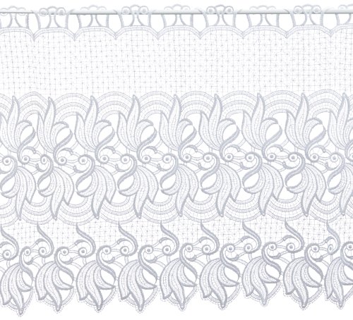 Plauener Spitze by Modespitze, Store Bistro Gardine Scheibengardine mit Stangendurchzug, hochwertige Stickerei, Höhe 60 cm, Breite 144 cm, Weiß von Modespitze