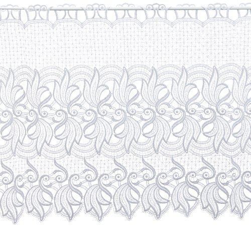 Plauener Spitze by Modespitze, Store Bistro Gardine Scheibengardine mit Stangendurchzug, hochwertige Stickerei, Höhe 60 cm, Breite 176 cm, Weiß von Modespitze