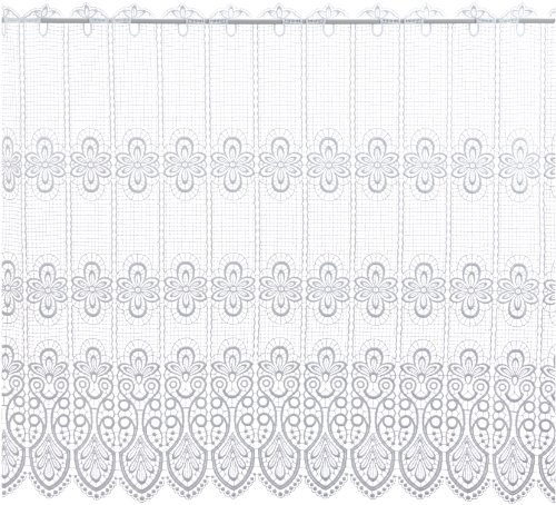 Plauener Spitze by Modespitze, Store Bistro Gardine Scheibengardine mit Stangendurchzug, hochwertige Stickerei, Höhe 83 cm, Breite 112 cm, Weiß von Modespitze