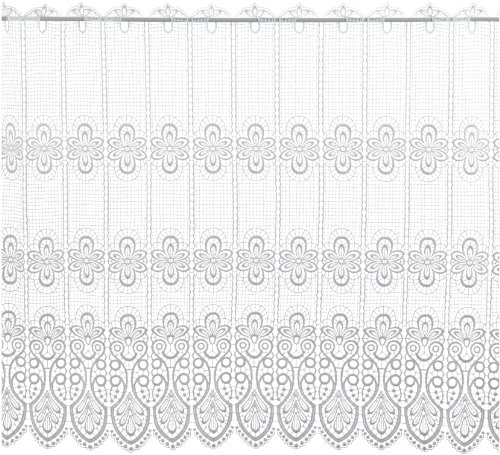 Plauener Spitze by Modespitze, Store Bistro Gardine Scheibengardine mit Stangendurchzug, hochwertige Stickerei, Höhe 83 cm, Breite 144 cm, Weiß von Modespitze