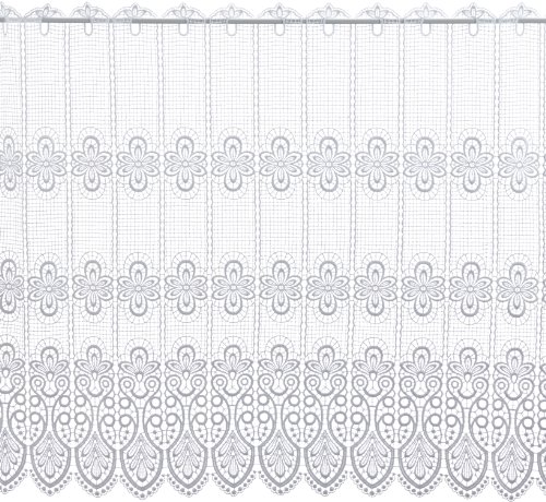 Plauener Spitze by Modespitze, Store Bistro Gardine Scheibengardine mit Stangendurchzug, hochwertige Stickerei, Höhe 83 cm, Breite 176 cm, Weiß von Modespitze