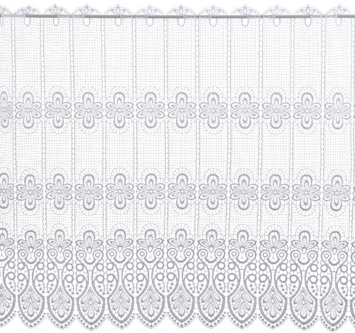 Plauener Spitze by Modespitze, Store Bistro Gardine Scheibengardine mit Stangendurchzug, hochwertige Stickerei, Höhe 83 cm, Breite 96 cm, Weiß von Plauener Spitze by Modespitze