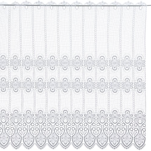 Plauener Spitze by Modespitze, Store Bistro Gardine Scheibengardine mit Stangendurchzug, hochwertige Stickerei, Höhe 96 cm, Breite 112 cm, Weiß von Plauener Spitze by Modespitze