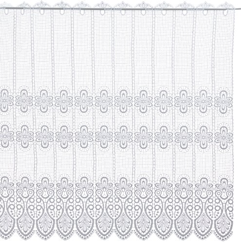 Plauener Spitze by Modespitze, Store Bistro Gardine Scheibengardine mit Stangendurchzug, hochwertige Stickerei, Höhe 96 cm, Breite 144 cm, Weiß von Modespitze