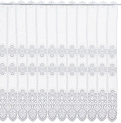 Plauener Spitze by Modespitze, Store Bistro Gardine Scheibengardine mit Stangendurchzug, hochwertige Stickerei, Höhe 96 cm, Breite 144 cm, Weiß von Plauener Spitze by Modespitze