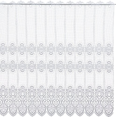 Plauener Spitze by Modespitze, Store Bistro Gardine Scheibengardine mit Stangendurchzug, hochwertige Stickerei, Höhe 96 cm, Breite 176 cm, Weiß von Modespitze