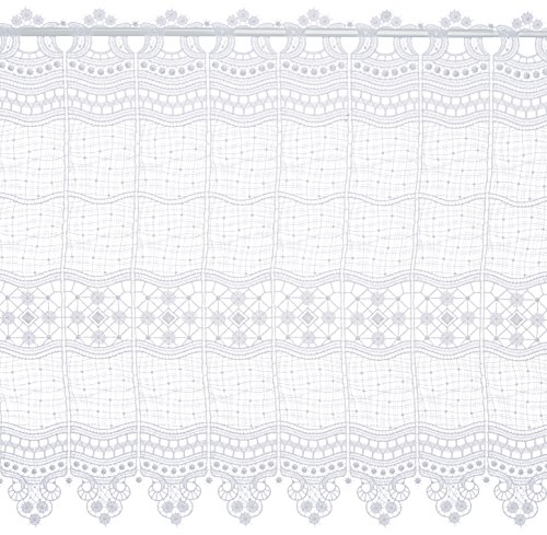 Plauener Spitze by Modespitze, Store Bistro Gardine Scheibengardine mit Stangendurchzug, hochwertige Stickerei, Höhe 58 cm, Breite 144 cm, Weiß Plauener Spitze by Modespitze, Store Bistro Gardine Scheibengardine mit Stangendurchzug, hochwertige Stickerei, Höhe 58 cm, Breite 144 cm, Weiß von Plauener Spitze