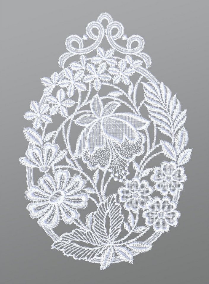 Plauener Spitze® Fensterbild Blumenschar, HxB 29x20cm von Plauener Spitze