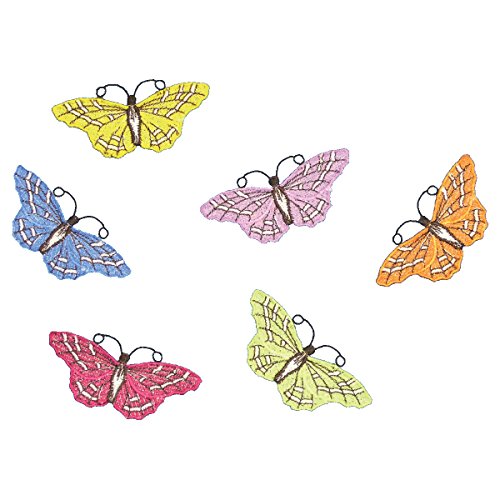 Plauener Spitze Deckchen Schmetterlinge 6-er Set farbig, Tischschmuck, Deko, Tischdekoration von Plauener Spitze
