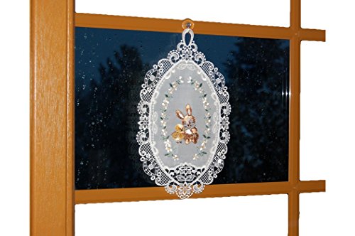 Plauener Spitze Entzückendes Fensterbild Voile Ostern Osterhase Küken Gestickt 20x34 cm + Saugnapf/Made in Germany Plauener Spitze Entzückendes Fensterbild Voile Ostern Osterhase Küken Gestickt 20x34 cm + Saugnapf/Made in Germany von Plauener Spitze