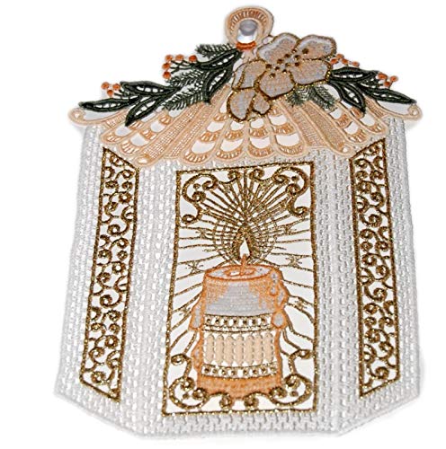 Plauener Spitze Fensterbild 17x25 cm + Saugnapf Weihnachten Advent Kerze Apricot Laterne Spitzenbild Plauener Spitze Fensterbild 17x25 cm + Saugnapf Weihnachten Advent Kerze Apricot Laterne Spitzenbild von Plauener Spitze