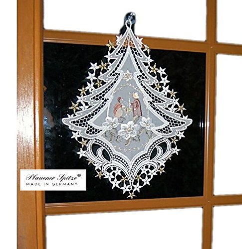 Plauener Spitze Fensterbild Weihnachten 25x34 cm Plauener Stickerei Voile Krippe Spitzenbild Fensterdekoration Weihnachtsdekoration Advent Plauener Spitze Fensterbild Weihnachten 25x34 cm Plauener Stickerei Voile Krippe Spitzenbild Fensterdekoration Weihnachtsdekoration Advent von Plauener Spitze