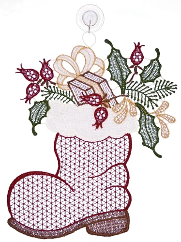 Plauener Spitze Fensterbild Weihnachten Nikolausstiefel 18 cm Weihnachtsdekoration Fensterdekoration Fensterschmuck Farbig mit Saugnapf Plauener Spitze Fensterbild Weihnachten Nikolausstiefel 18 cm Weihnachtsdekoration Fensterdekoration Fensterschmuck Farbig mit Saugnapf von Plauener Spitze