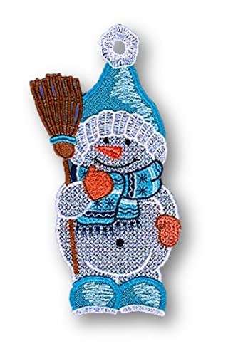 Plauener Spitze Fensterbild Weihnachten Schneemann Fensterdekoration Deko Advent Fensterschmuck Winter, 13 x 26 cm, Mehrfarbig von Plauener Spitze