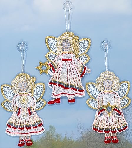 Plauener Spitze Fensterbilder Weihnachten 3er Set Engel Rot Gold Weihnachtsdekoration Baumschmuck Fensterdekoration incl. Saugnäpfen Plauener Spitze Fensterbilder Weihnachten 3er Set Engel Rot Gold Weihnachtsdekoration Baumschmuck Fensterdekoration incl. Saugnäpfen von Plauener Spitze