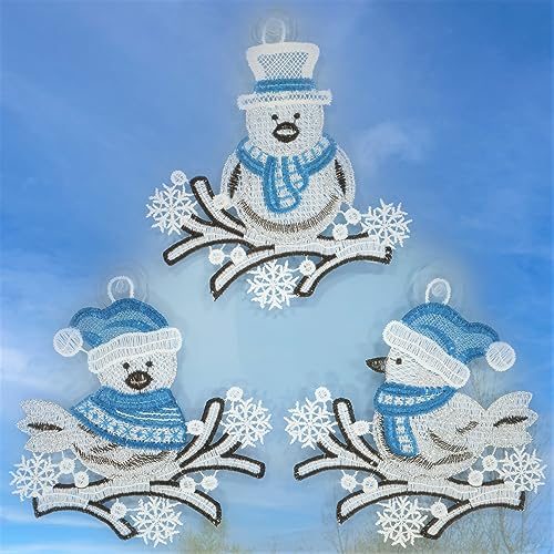 Plauener Spitze Fensterbilder Winter 3er Set Eisvögel Fensterdekoration 13 cm Weihnachten Baumbehang Baumschmuck Türkis Silber 3 Saugnäpfe Plauener Spitze Fensterbilder Winter 3er Set Eisvögel Fensterdekoration 13 cm Weihnachten Baumbehang Baumschmuck Türkis Silber 3 Saugnäpfe von Plauener Spitze