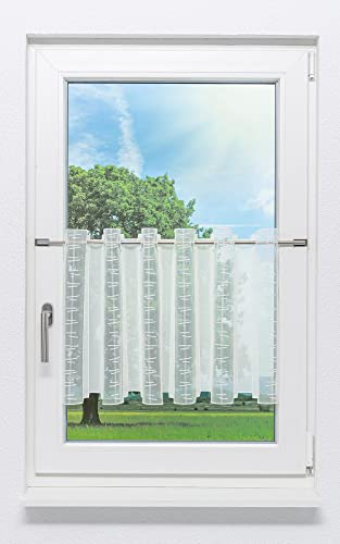 Plauener Spitze Scheibengardine Balken (Bx H) 44cm * 45cm weiß von Plauener Spitze