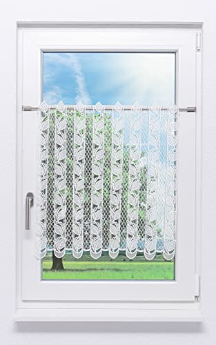 Plauener Spitze Scheibengardine Blättergirlande #1W (Bx H) 60cm * 90cm weiß von Plauener Spitze