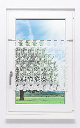 Plauener Spitze Scheibengardine Blüte (Bx H) 88cm * 60cm weiß von Plauener Spitze