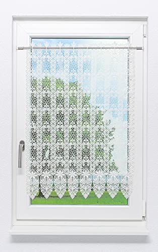 Plauener Spitze Scheibengardine Blütenmedaillon (Bx H) 64cm * 90cm weiß von Plauener Spitze