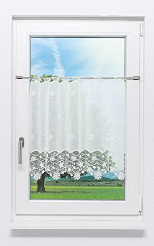 Plauener Spitze Scheibengardine Blütenmeer (Bx H) 96cm * 60cm weiß von Plauener Spitze