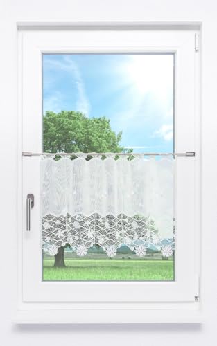 Plauener Spitze Scheibengardine Blütenmeer (BxH) 48cm * 42cm Ecru von Plauener Spitze