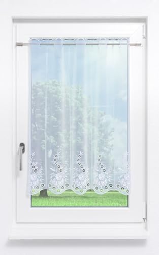 Plauener Spitze Scheibengardine Blumenspiel #1W (Bx H) 129,6cm * 90cm reinweiß/Weiß von Plauener Spitze