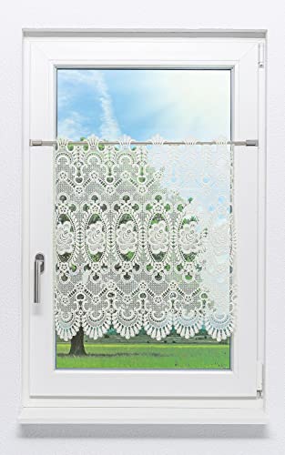 Plauener Spitze Scheibengardine Blumenspitze #1W (BxH) 136,5cm x 65cm beige von Plauener Spitze