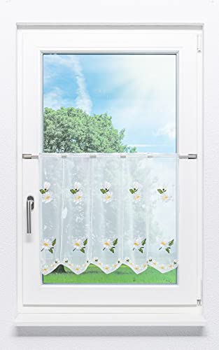 Plauener Spitze Scheibengardine Flora (Bx H) 130.40cm * 49cm Grün/grasgrün von Plauener Spitze