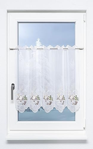 Plauener Spitze Scheibengardine Haus (Bx H) 129,6cm * 65cm Braun/Graubraun von Plauener Spitze