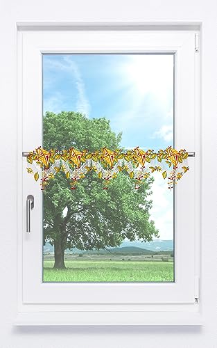 Plauener Spitze Scheibengardine Herbstdrachen (Bx H) 64cm * 19cm orange/Multicolor von Plauener Spitze