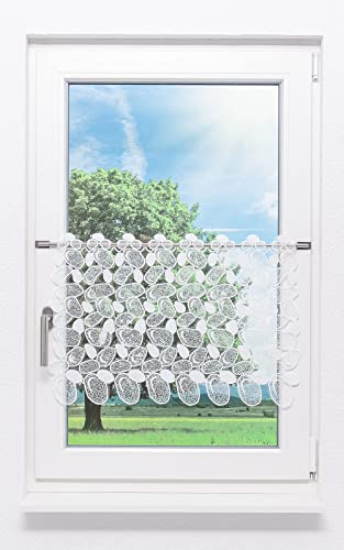 Plauener Spitze Scheibengardine Kieselsteine (Bx H) 88cm * 45cm weiß von Plauener Spitze