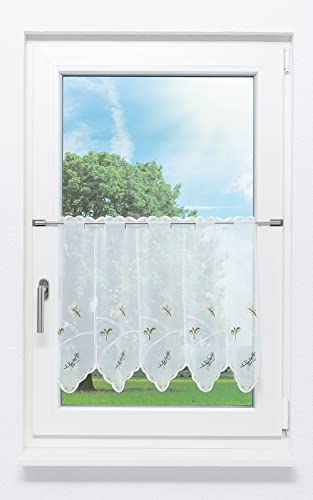 Plauener Spitze Scheibengardine Kräutergarten (Bx H) 131.20cm * 49cm Grün/grasgrün von Plauener Spitze