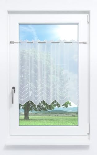 Plauener Spitze Scheibengardine Melissa #1W (Bx H) 145,8cm * 60cm reinweiß/Weiß von Plauener Spitze